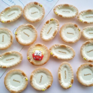 微缩仿真炸虾面包食玩盘子娃娃屋捏捏装饰盘摆件手工diy树脂配件