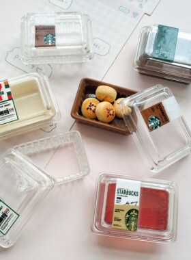微缩仿真星巴克食玩便当盒子娃娃屋捏捏装饰摆件手工diy树脂配件