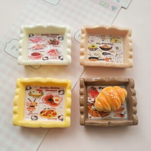 微缩仿真垫纸kt面包筐食玩盘子娃娃屋捏捏装饰盘diy手工树脂配件