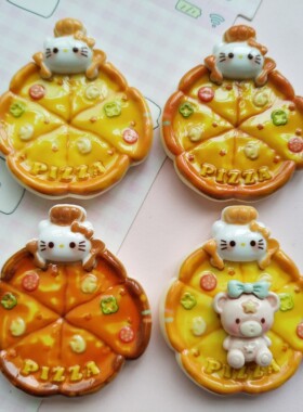 微缩仿真kt披萨食玩盘子过家家捏捏装饰盘手工diy奶油胶树脂配件