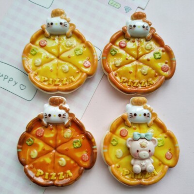 微缩仿真kt披萨食玩盘子过家家捏捏装饰盘手工diy奶油胶树脂配件