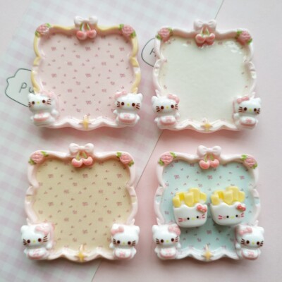 微缩卡通樱桃kt仿真食玩盘子场景捏捏装饰方盘diy奶油胶树脂配件