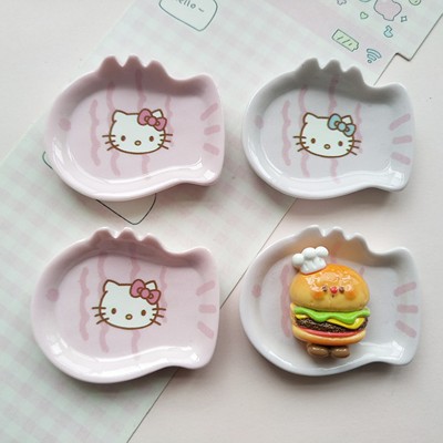 微缩仿真kt小鱼食玩盘子娃娃屋捏捏装饰盘摆件手工diy树脂配件