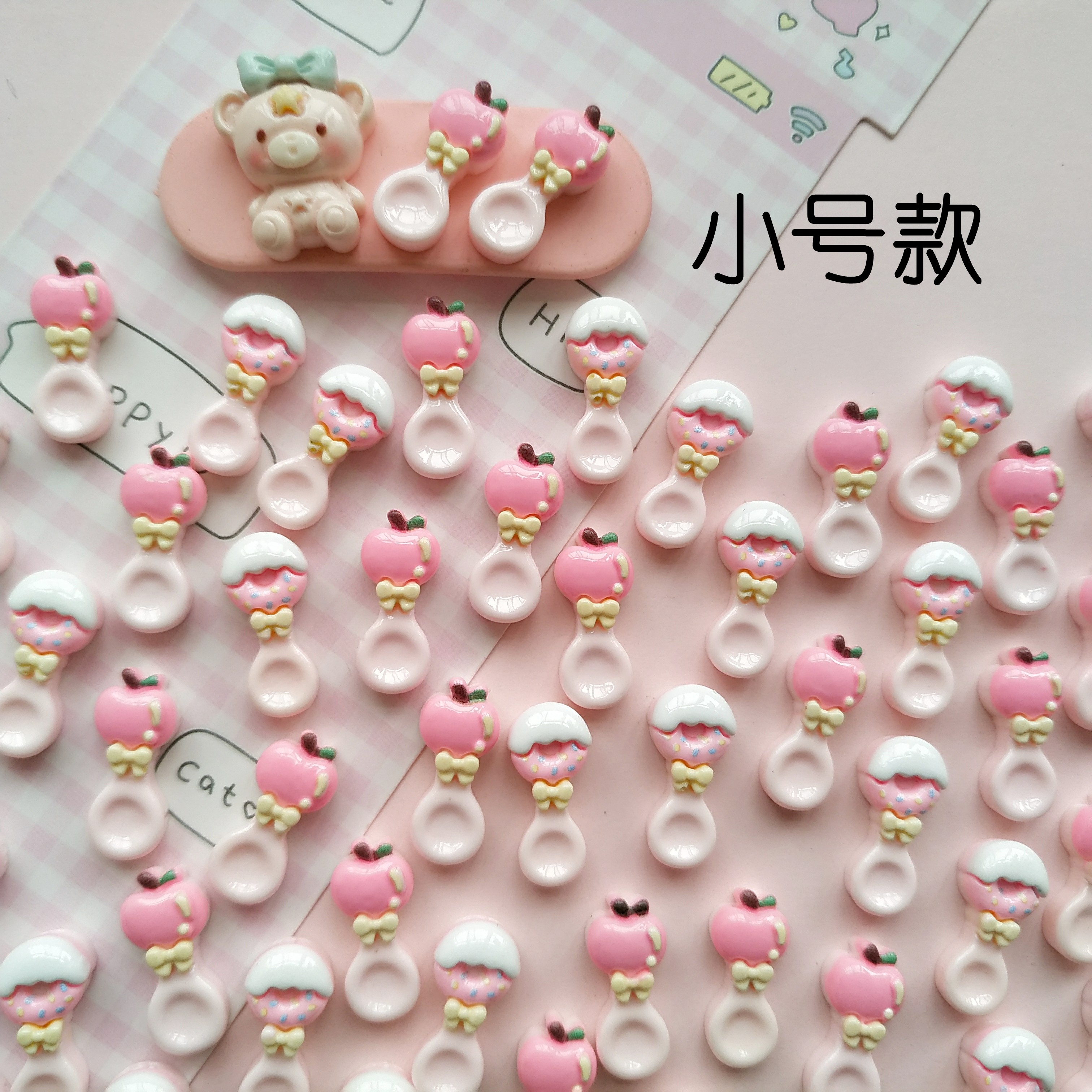微缩迷你粉色餐具食玩捏捏装饰配件手工diy奶油胶手机壳点缀材料