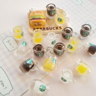 微缩仿真星巴克立体小水壶摆件模型娃屋捏捏装饰手工diy树脂配件