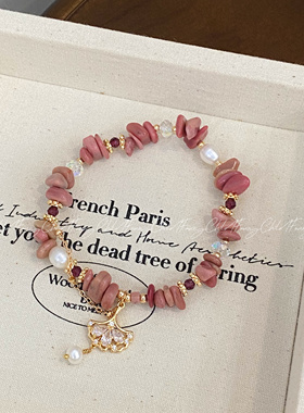 Fanxy小众设计感天然小众设计珍珠红木纹手串显白叠戴首饰手链