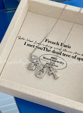 韩国新款ins风别针微镶锆石项链女轻奢小众感锁骨链气质百搭配饰