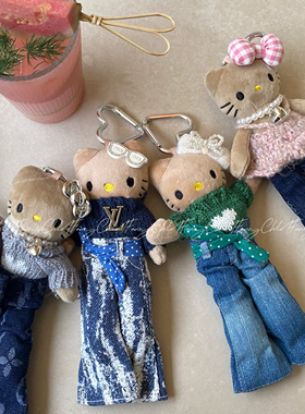 Fanxy可爱长腿kitty猫包挂件波点裙贵妇版kt猫车挂饰品钥匙扣礼物