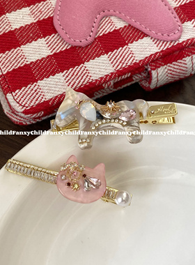 Fanxy韩系ins风小众韩国醋酸可爱长发夹鸭嘴夹小猫小马发夹女新款