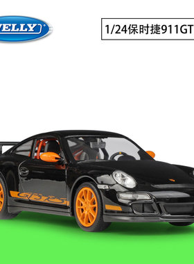 威利1:24保时捷跑车 911GT3 RS仿真合金汽车模型红色黄色黑色收藏