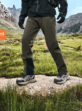 【风盾P25】伯希和户外软壳裤冬加绒裤eVent防风保暖徒步冲锋裤男