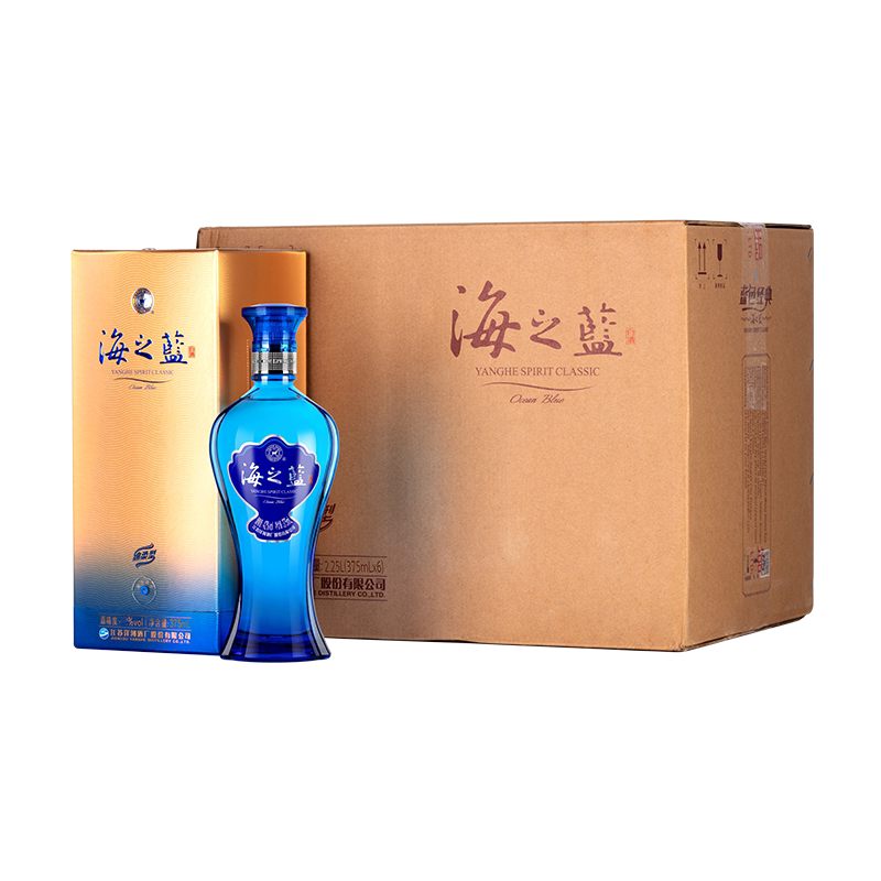 【官方旗舰店】洋河蓝色经典 海之蓝2018版52度375mL*6瓶整箱装
