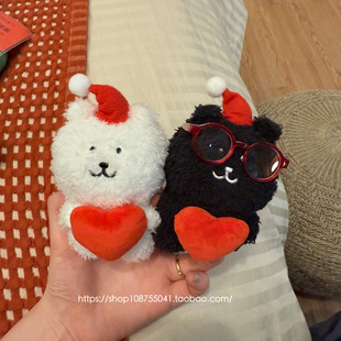 自嘲熊挂件墨镜可爱娃衣配饰韩熊酷儿抱爱心节日小礼物可换装公仔
