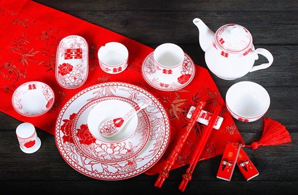 中国风陶瓷餐具结婚餐具套装酒店饭店喜宴专用瓷器家用婚庆中式碗,餐饮具,盘,淘宝优惠券,粉丝福利购,淘宝优惠卷