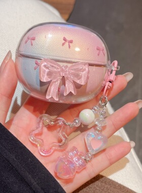 适用于荣耀2pro保护套荣耀亲选LCHSE 2Pro耳机保护套荣耀lchse耳夹式2pro保护壳透明可爱立体蝴蝶结分体TPU壳