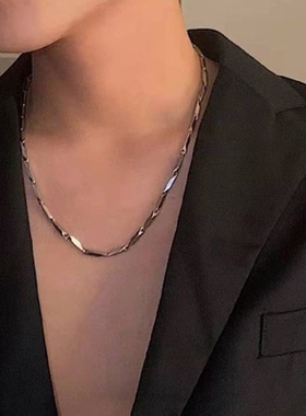 菱形锁骨链竹节链男潮帅气蛇骨项链男潮高级时尚潮百搭