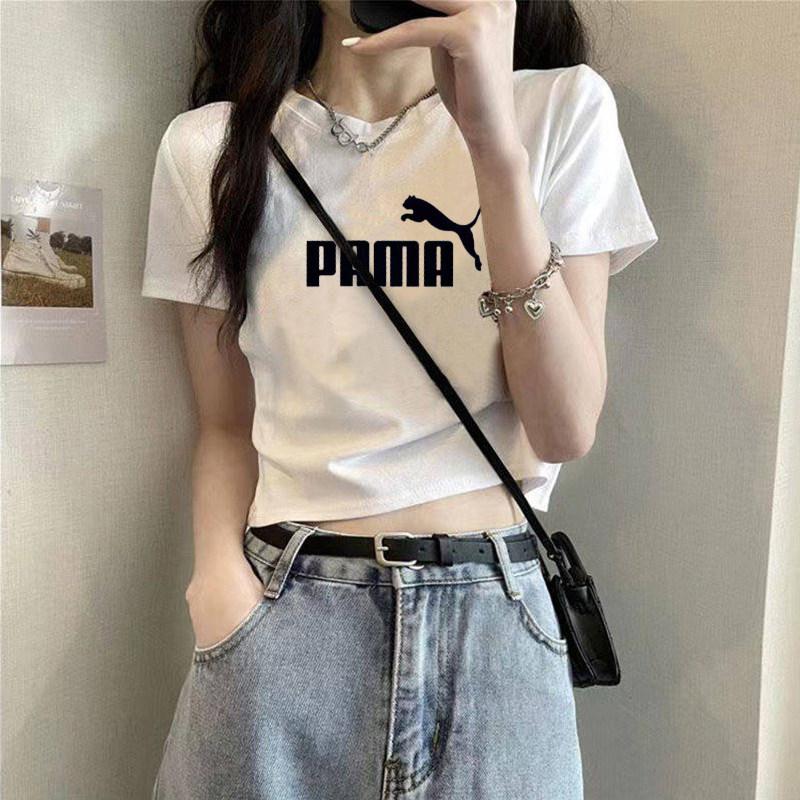 白色潮牌短款纯棉t恤女夏天2026新款小个子休闲运动上衣修身显瘦