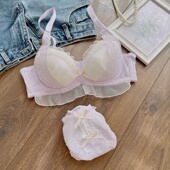 纯欲软钢圈大胸文胸罩 可爱萝莉日系出口大码 薄款 蕾丝软妹内衣套装