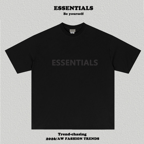 Essentials黑色字母短袖情侣T恤