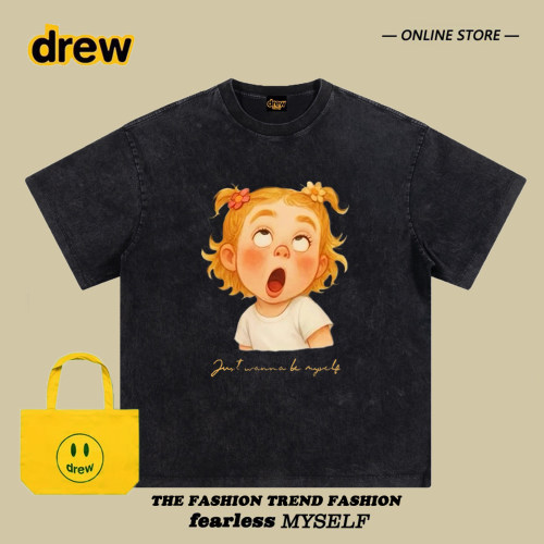 Drew卡通印花纯棉宽松短袖T恤