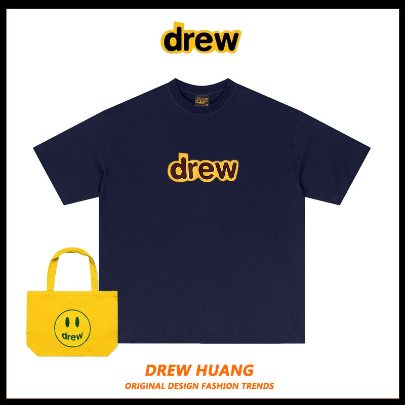 Drew美式潮牌字母印花圆领短袖T恤男女高街嘻哈情侣宽松半袖ins潮