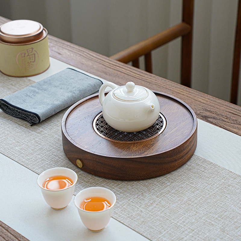 实木壶承干泡台中式小型泡茶台蓄排两用茶室壶垫壶托旅行茶具托盘