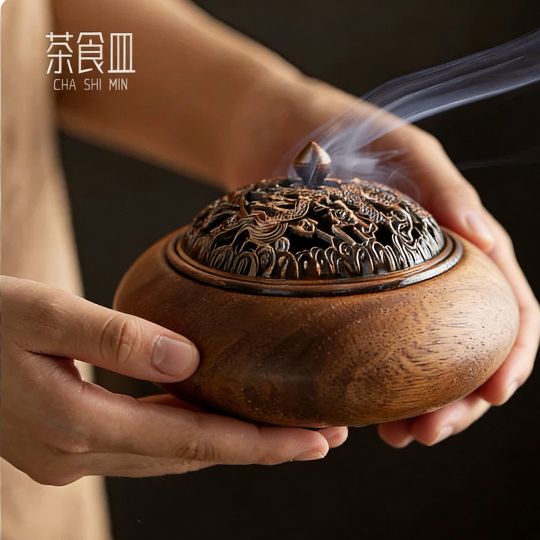 胡桃木龙凤香炉室内沉香茶道禅意香薰香插中式古风茶室专用香炉