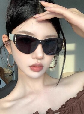复古无框一体高级质感gm猫眼墨镜女方圆脸显瘦2025新款太阳眼镜潮