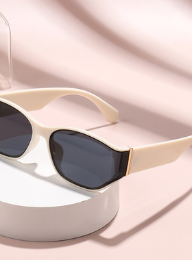 复古高级感曲面屏设计猫眼跨境欧美风墨镜防紫外线方圆脸太阳眼镜