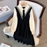 Модный трикотажный комплект, платье, большой размер, подходит для полных девушек, городской стиль, по фигуре