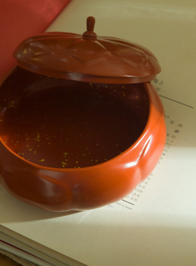 安泰桥手作脱胎莲花点心盒漆器