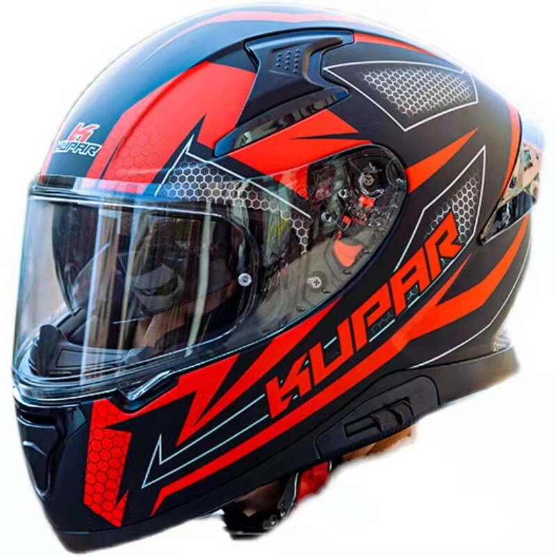 KUPAR摩托车电动车双镜片全盔四季旅行保暖防护机车越野头盔时尚