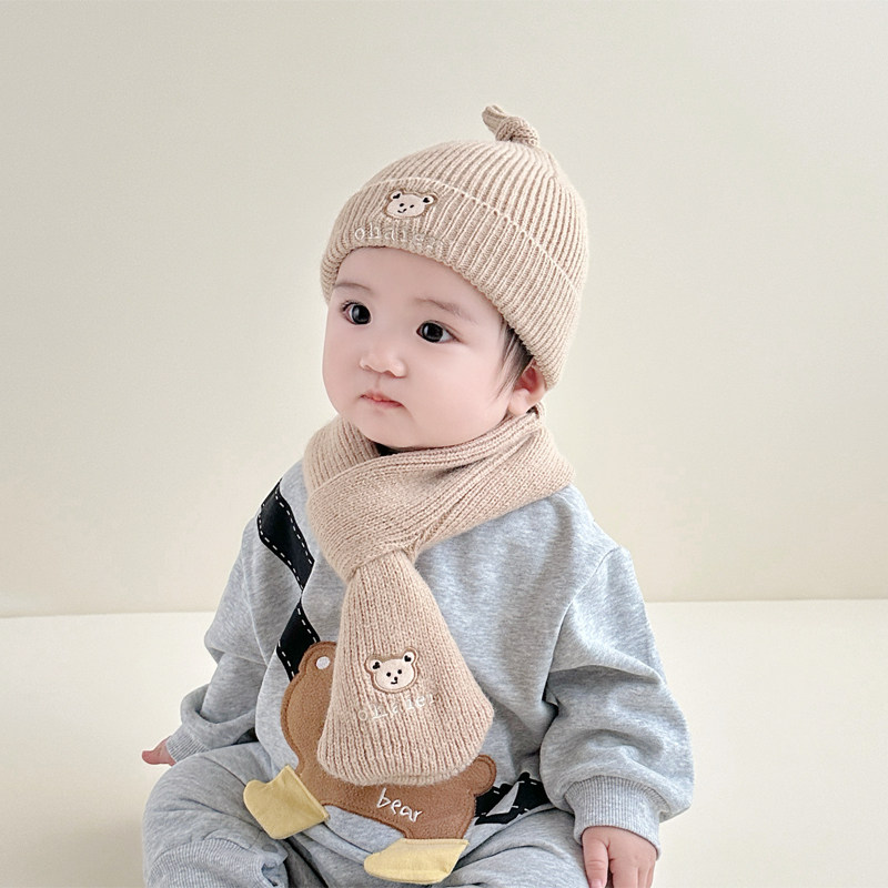 冬季婴儿帽子男女童针织奶嘴毛线套头帽围巾两件套婴幼儿宝宝帽子,童装/婴儿装/亲子装,帽子,淘宝优惠券,粉丝福利购,淘宝优惠卷