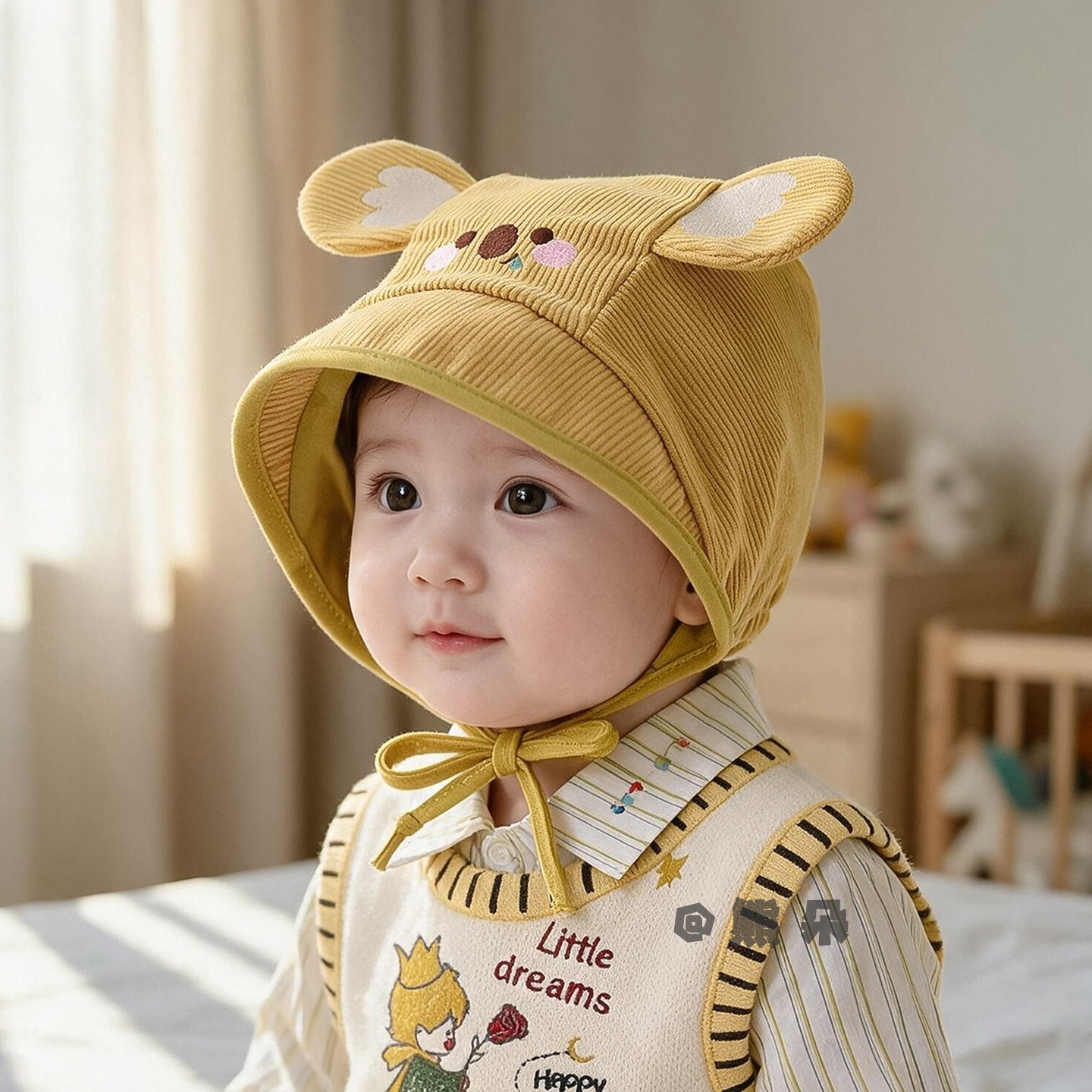婴儿帽子秋冬季包头帽男女宝宝可爱百搭护耳防风帽幼儿冬天套头帽