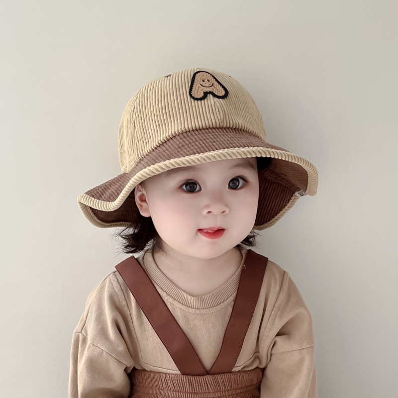 灯芯绒儿童盆帽大帽檐遮阳复古