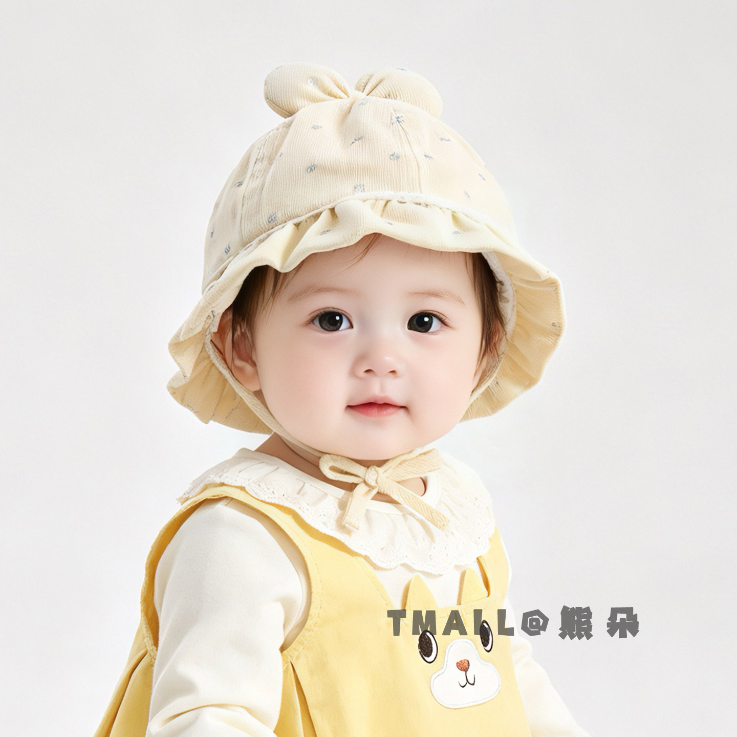 婴儿帽子春秋款防晒遮阳帽渔夫帽女宝宝超萌可爱公主帽小月龄帽子