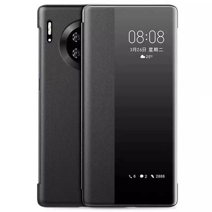 适用华为LIO一AN00手机壳LIOAN00M保护翻盖皮套ANOO智能休眠ANOOM全包素皮LIOANOOM防摔L10LLO男黑mate30epro