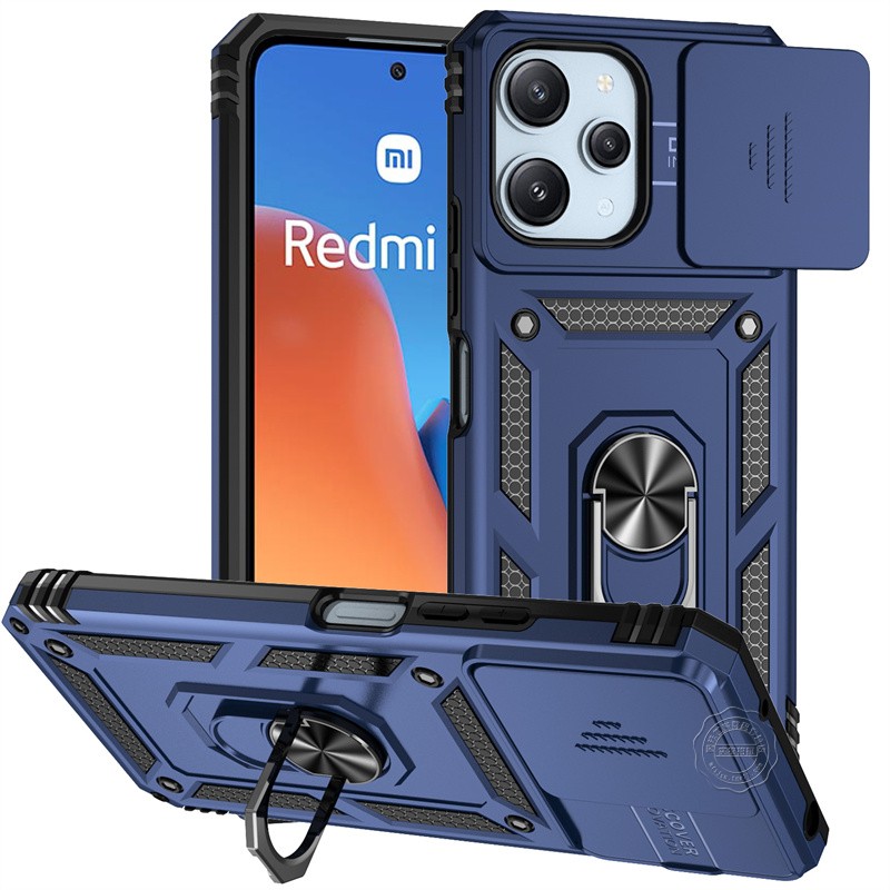 适用于红米12R手机壳小米Redmi12R滑盖推窗23076RA4BC全包防摔硅胶软5G保护套十二R男女款新品支架磨砂款外壳