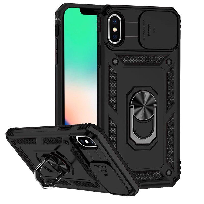适用苹果XsMax手机壳iphonex保护套xsmax推窗滑盖iphoneX防摔外壳黑xs人磨砂iphonexmax男新款黑色Xmax支架10
