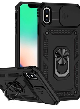 适用苹果XsMax手机壳iphonex保护套xsmax推窗滑盖iphoneX防摔外壳黑xs人磨砂iphonexmax男新款黑色Xmax支架10