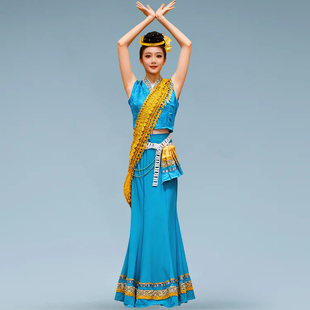 出租傣族服装舞蹈演出服孔雀舞半身包臀鱼尾裙生命的摇篮春述租赁
