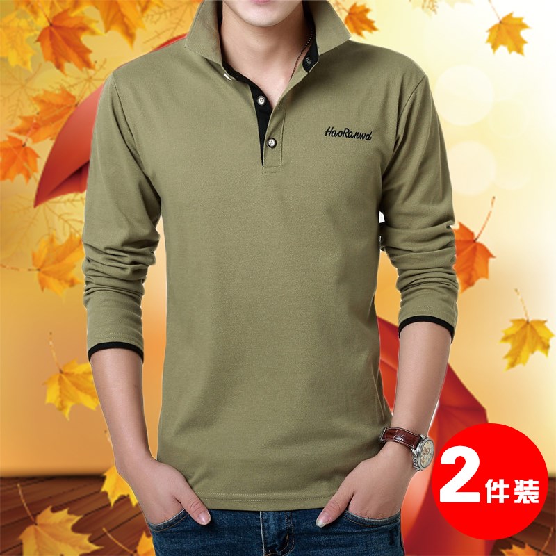 2019春季男士长袖t恤衬衫领纯色丅长袖韩版翻领polo衫衣服男装潮|ruв категории Мужская одежда, футболка - от Buy2taobao.com для оказания профессиональной услуги покупки агента Taobao