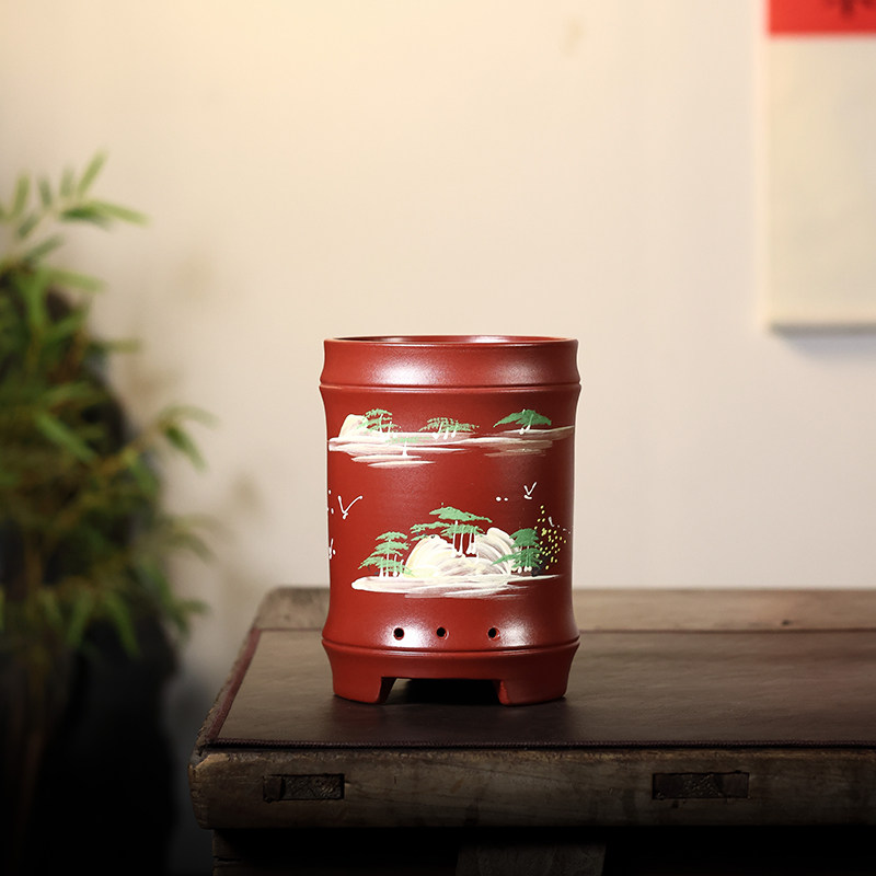 竹节手工紫砂兰花盆高颜值桌面