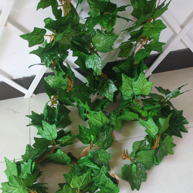 仿真葡萄叶藤条吊顶装饰缠绕藤蔓塑料假花绿叶爬山虎绿萝叶36叶子