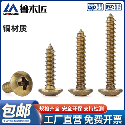 TRB H68黄铜大扁头十字自攻螺丝伞头蘑菇头自攻钉木螺丝钉M3M4M5