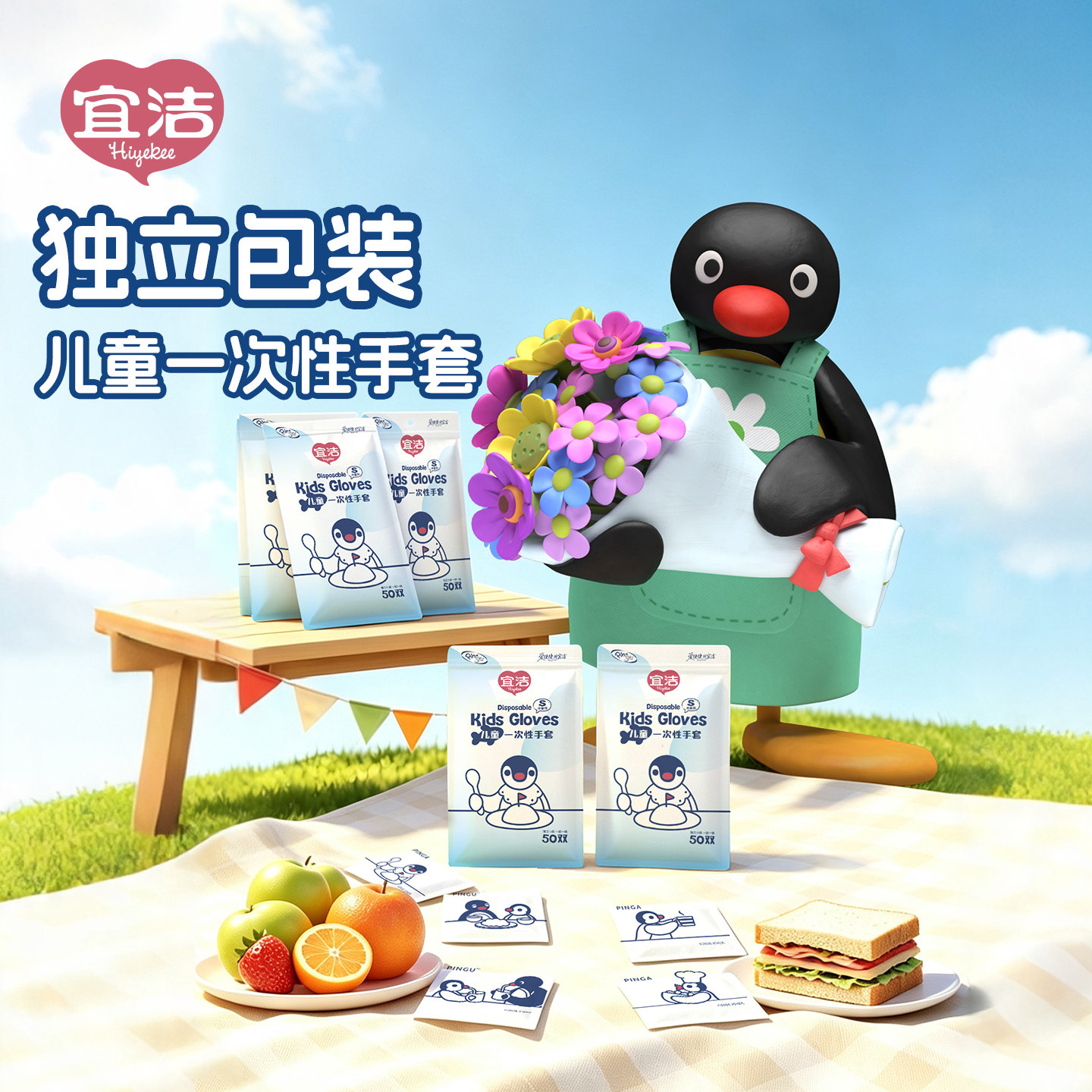 宜洁Pingu联名一次性宝宝手套图片