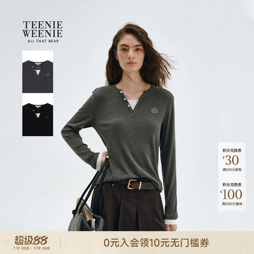 TeenieWeenie小熊女装亨利领T恤