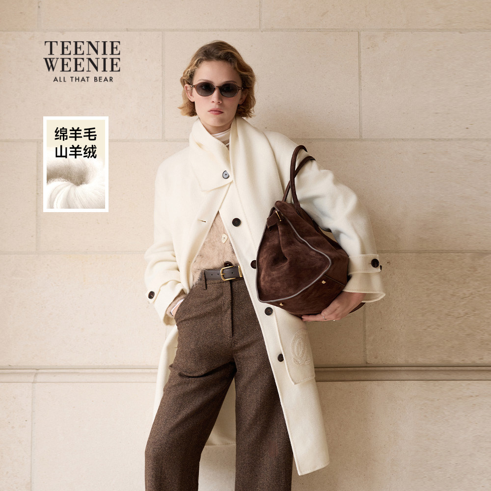 【轻绒智型通勤大衣】TeenieWeenie小熊女毛呢外套25冬