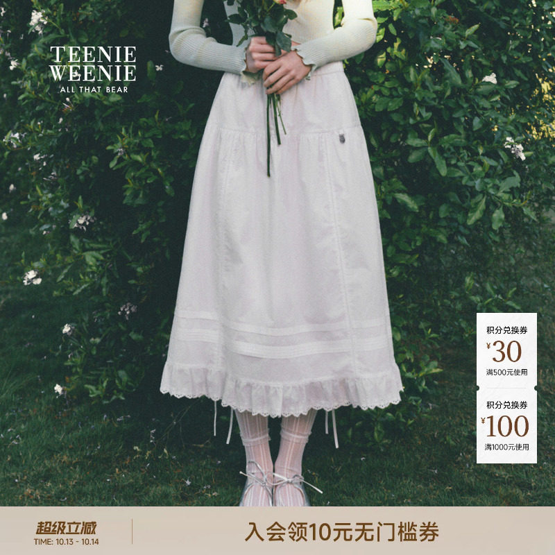 TEENIEWEENIE bearnova小熊女装26春秋优雅灵动少女风蕾丝半身裙