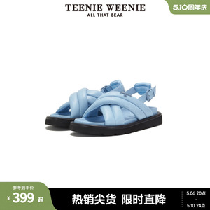 TeenieWeenie小熊夏季双条带软绵绵羊皮凉鞋女充棉鞋